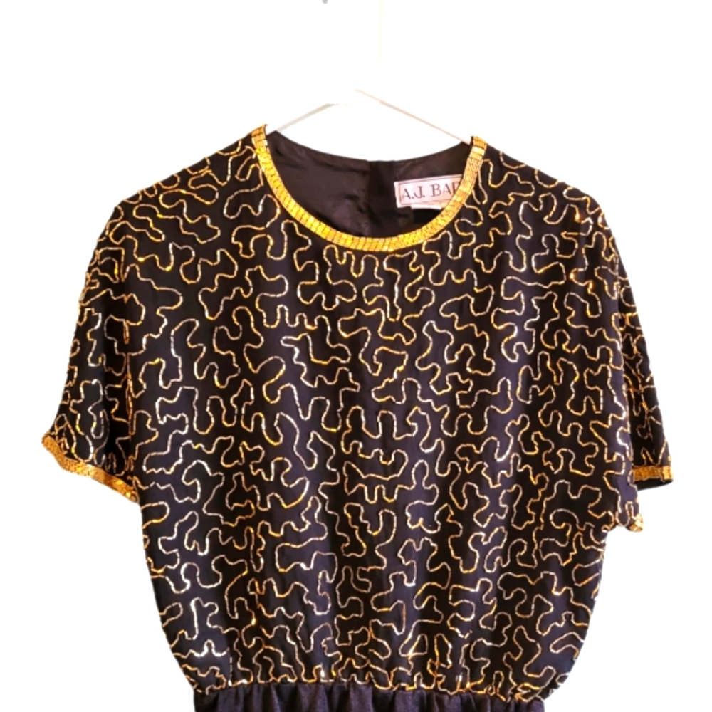 Vintage 90s Silk Beaded Bodysuit